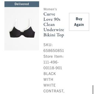 90s Curve Love Underwire Bikini Top - Black and White